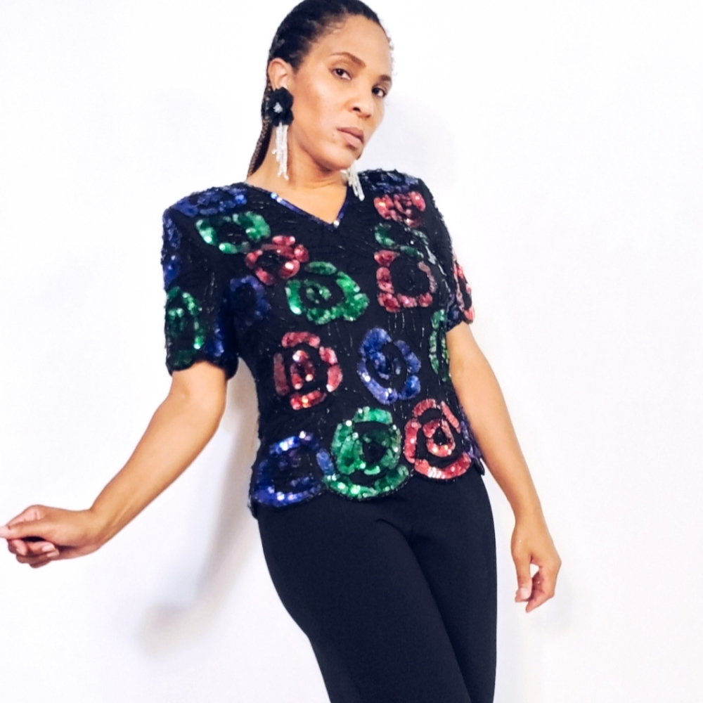 Floral Sequin Blouse